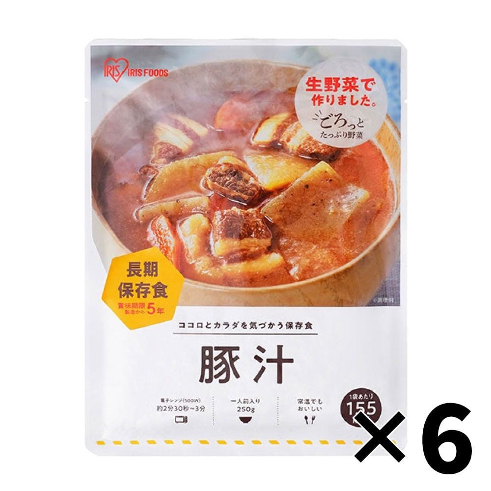 レトルトパウチ　豚汁　250g　&times;6個セット, 豚汁, 250g&times;6袋