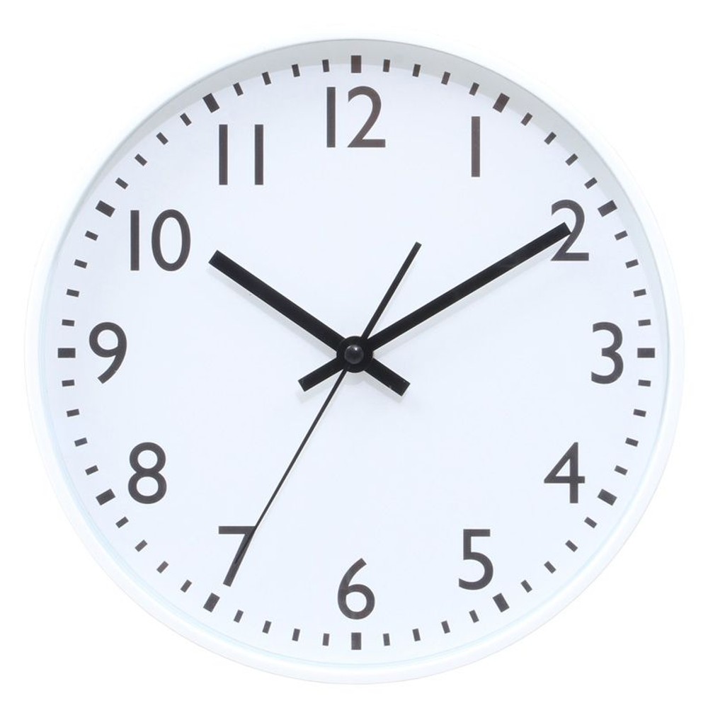 静音式掛時計シンプル, ホワイト, 25cm