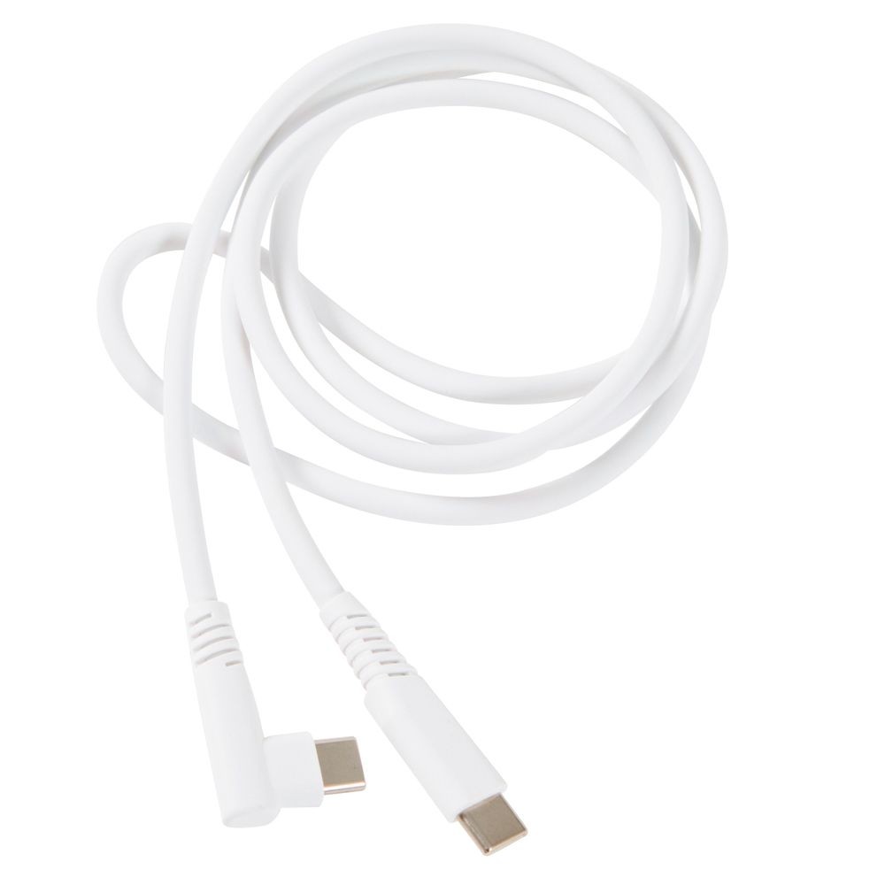 柔らかいＬ型ＴｙｐｅＣ　ｔｏ　Ｃケーブル１ｍ, ホワイト, 1m