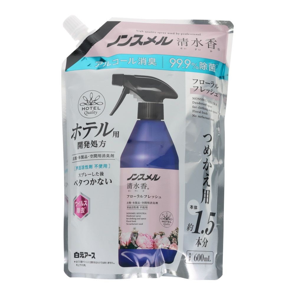 白元アース　ノンスメル清水香　フローラルフレッシュの香り　詰替　６００ｍｌ, フローラルフレッシュの香り, 600ml