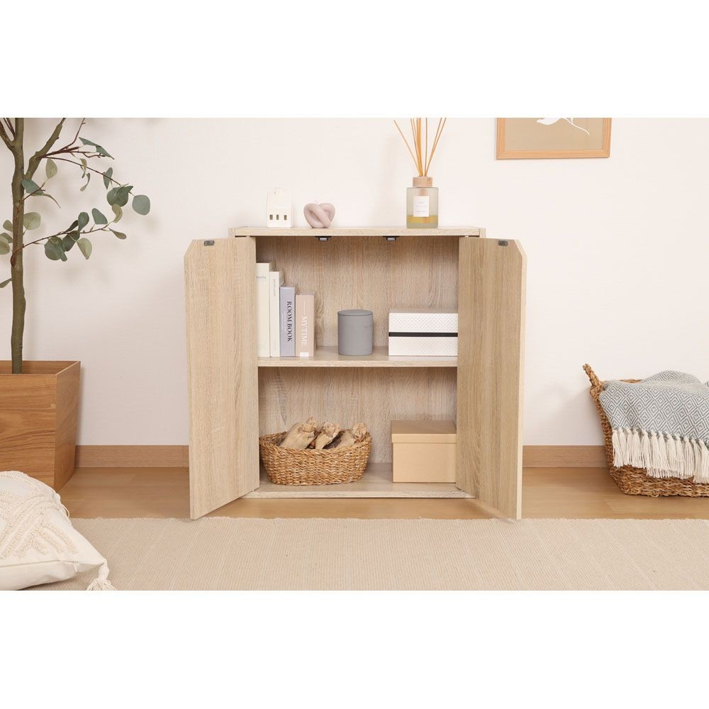 不二貿易 連結できる収納ボックス　扉付　オーク【メーカー直送・代引不可】, オーク, 幅600mm&times;奥行290mm&times;高さ646mm