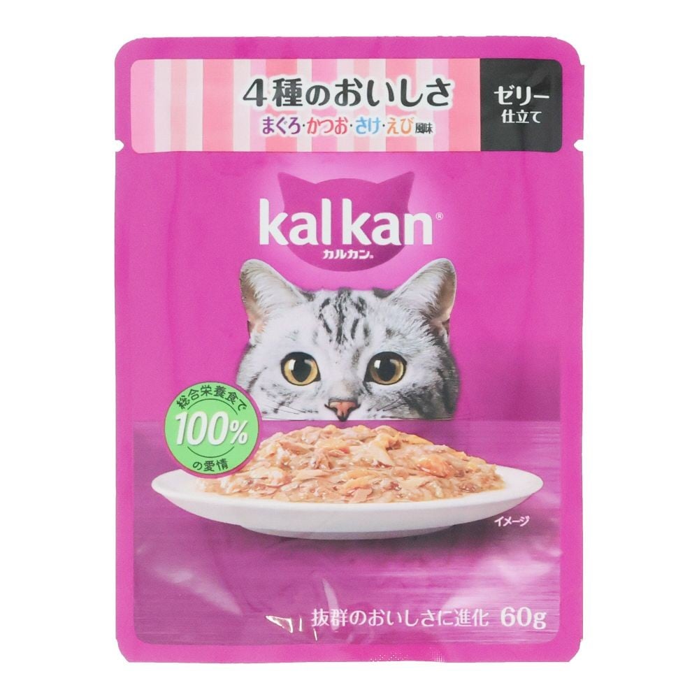 カルカンパウチ　４種のおいしさ　鮪・鰹・さけ・えび風味, ４種のおいしさ, 60g