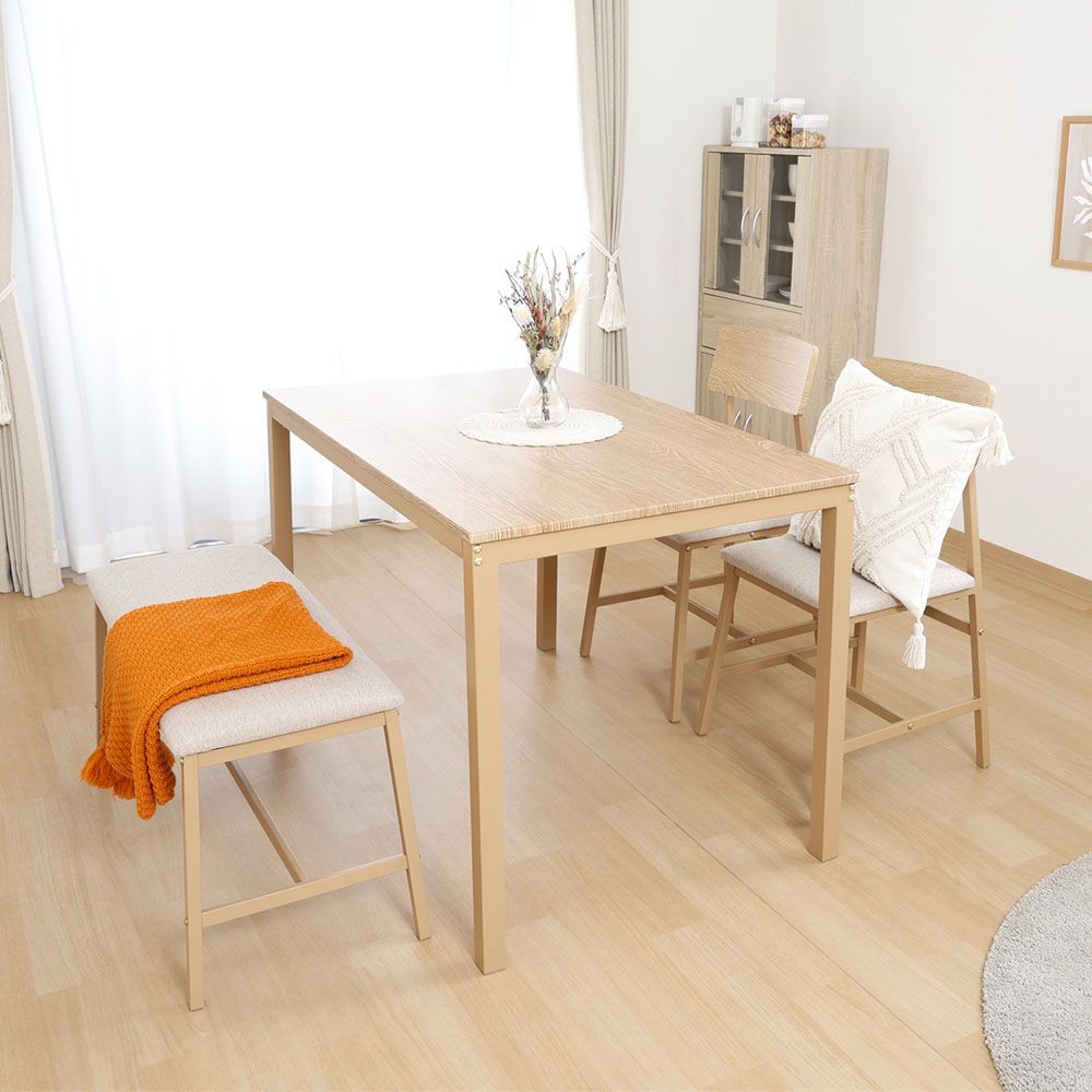 不二貿易 マリー　ダイニングセット４点　ベージュカラー【メーカー直送・代引不可】, ベージュ, 幅1100mm&times;奥行700mm&times;高さ720mm