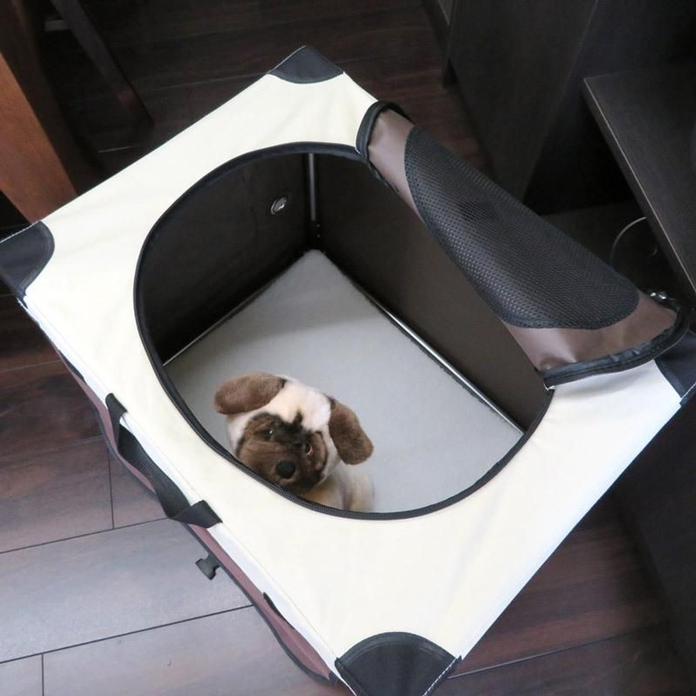 ビバホーム 軽くて丈夫で持ち運びが便利なアルミ組立ケージ, ブラウン&times;ホワイト（S）, Sサイズ