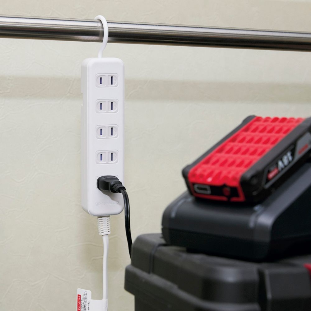 ウィザ WIZ'A フック付きマグネットタップ５個口 １ｍ, ホワイト, 1.0m