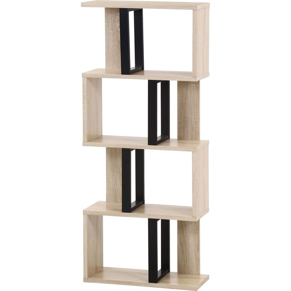 不二貿易 Ｓ字ディスプレイラック　４段　オーク【メーカー直送・代引不可】, オーク, 幅590mm&times;奥行235mm&times;高さ1385mm