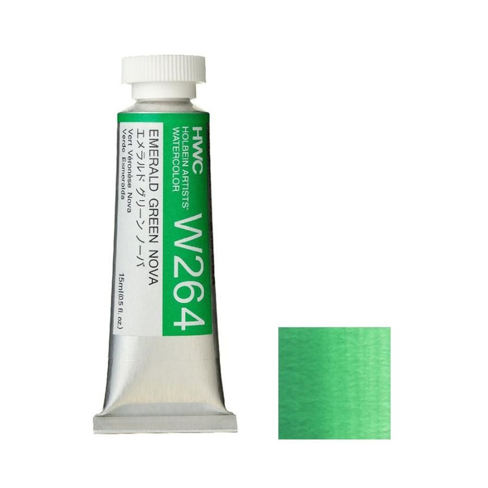 ホルベイン 透明水彩絵具 5号 (15ｍｌ) W264 エメラルド グリーン ノーバ, W264エメラルドグリーンノーバ, 5号 (15ml) 