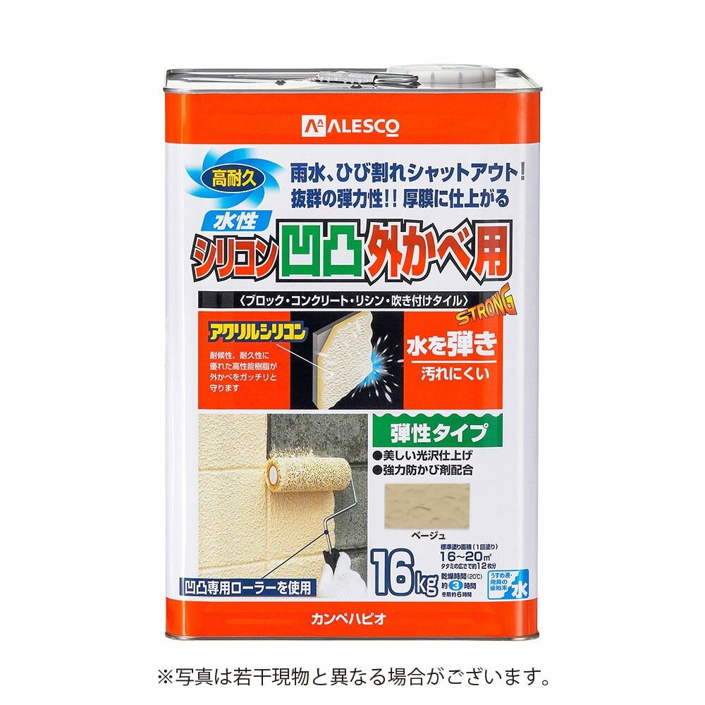 カンペハピオ　水性シリコン凹凸外かべ用 16L, ホワイト, 16L