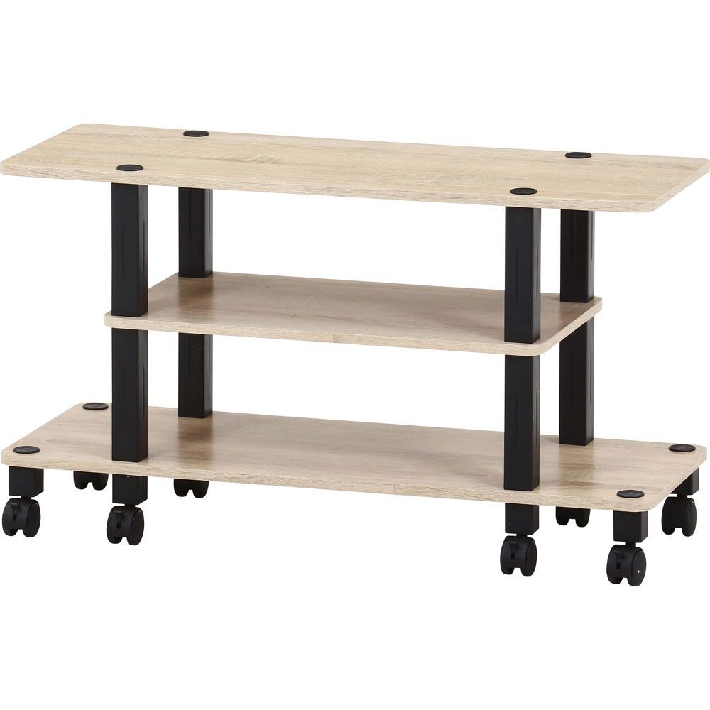 不二貿易 フィット　ＴＶ台（キャスター付）　オーク【メーカー直送・代引不可】, オーク, 幅800mm&times;奥行295mm&times;高さ445mm