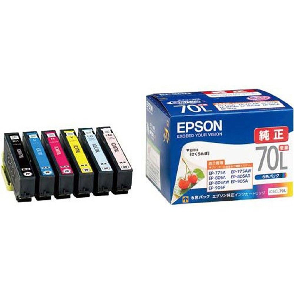 ＥＰＳＯＮ　ＩＣ6ＣＬ70Ｌ（増量タイプ）　6色パック　純正, 6色パック, 増量タイプ
