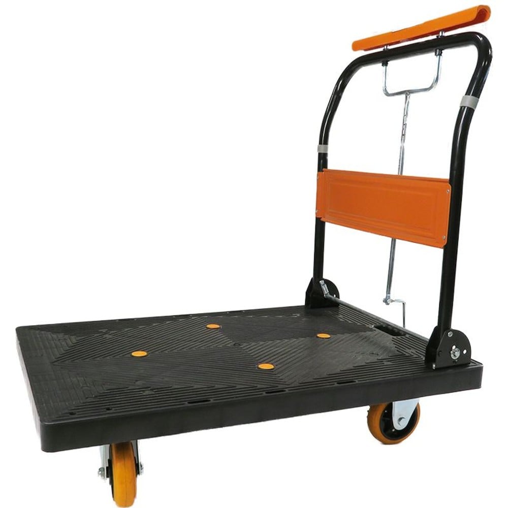 ビバホームオリジナル ハンドブレーキ付きカルシズ樹脂台車, 耐荷重150kg, 幅450&times;奥行730&times;高さ910