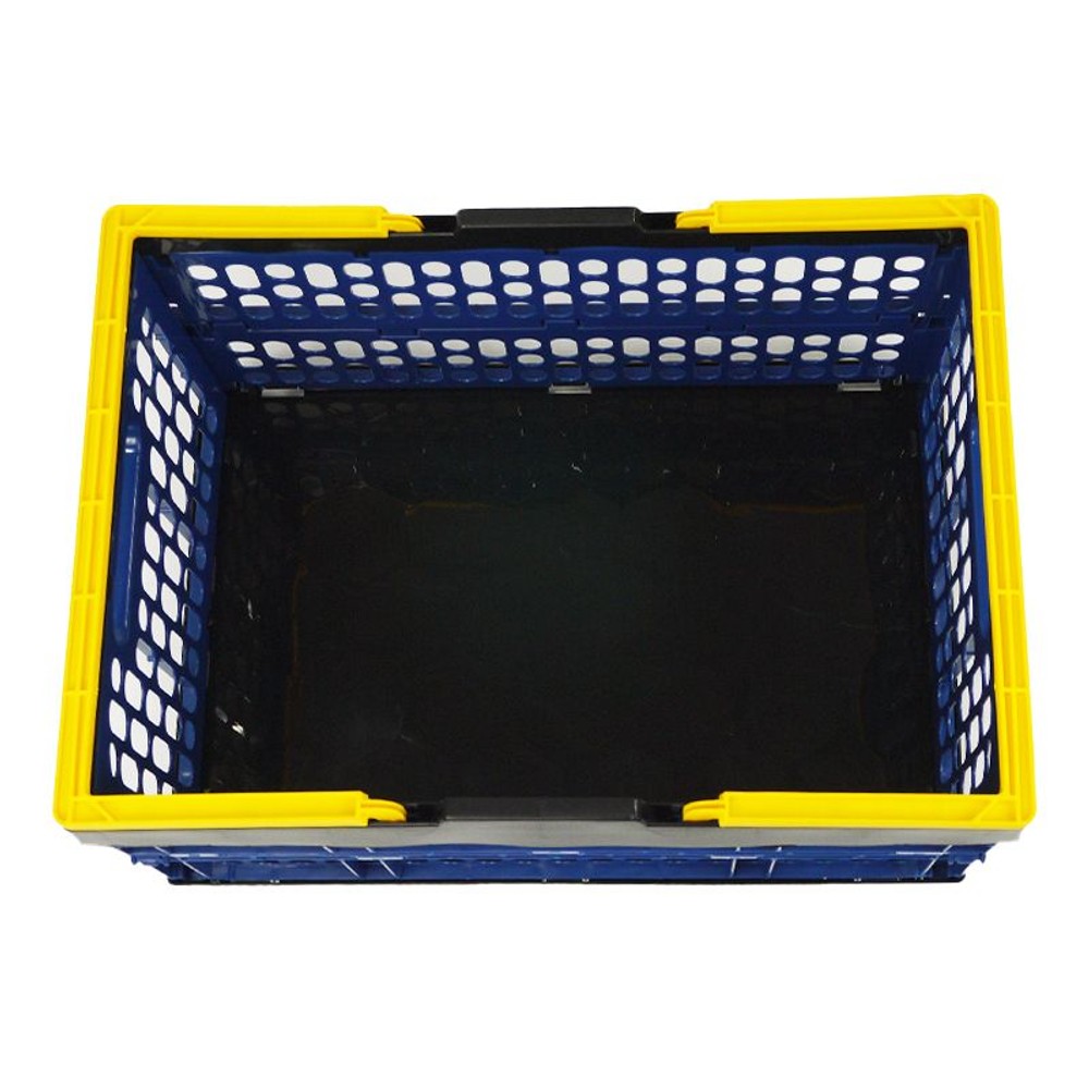 取っ手付折り畳みコンテナ（大）, ブルー, 大