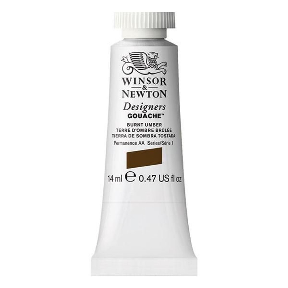 W&N デザイナーズ・ガッシュカラー 14ｍｌ チューブ 076 バーントアンバー, 076 バーントアンバー, 14mmチューブ