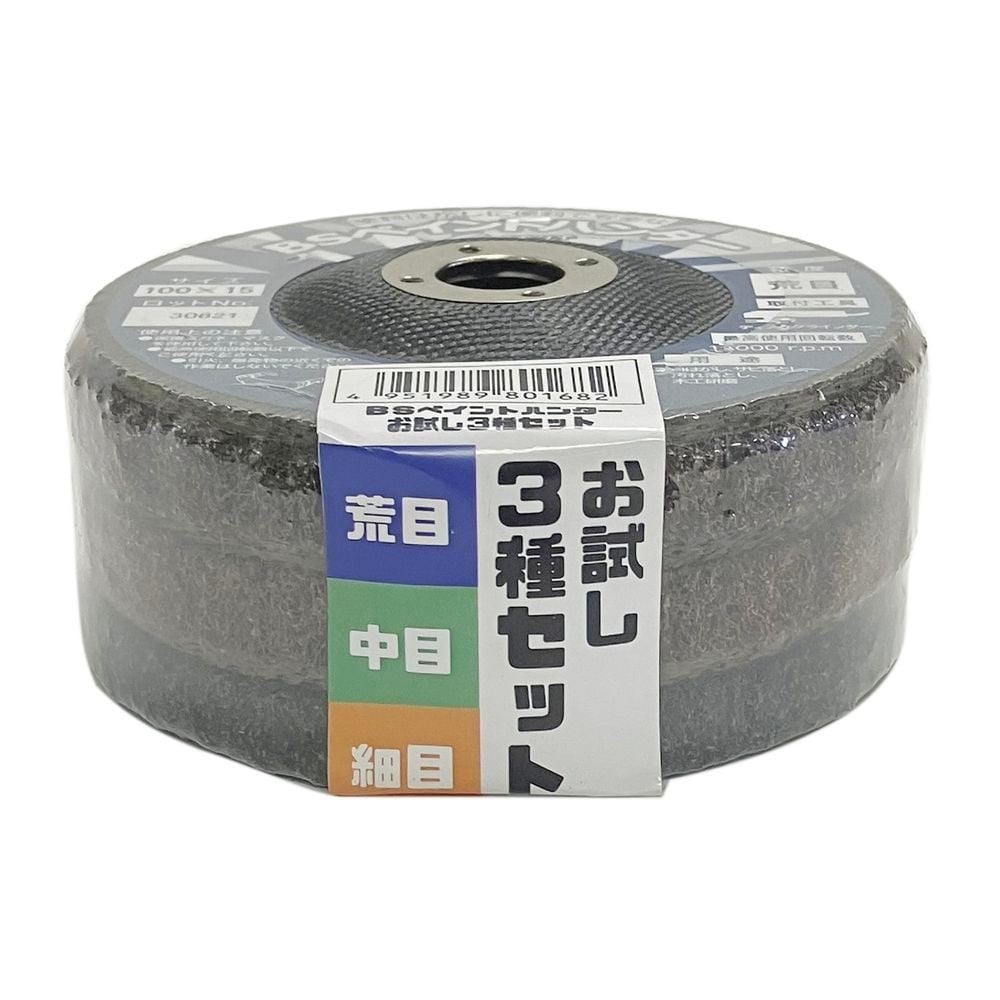 イチグチ（Ichigchi） ＢＳペイントハンター　お試し３種セット　１００&times;１５　荒目／中目／細目 333434, お試しセット, 150&times;13&times;12.7mm