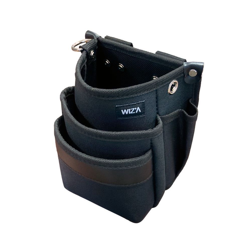 WIZ'A ウィザ　小型腰袋３段　ＷＺＫー０２Ｂ, ブラック, 3段