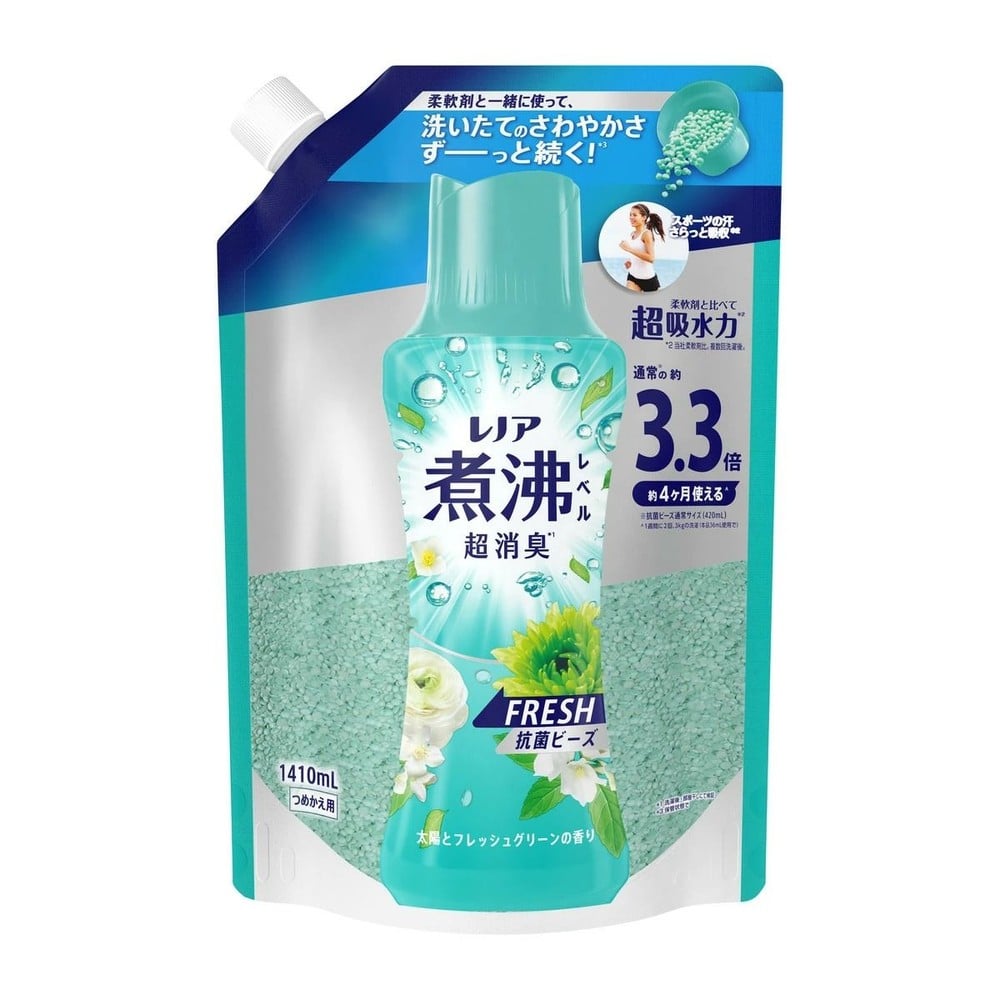 レノア　煮沸レベル消臭　抗菌ビーズ　ＦＲＥＳＨ　詰替　超特大　１４１０ｍｌ, フレッシュグリーン, 1410ml