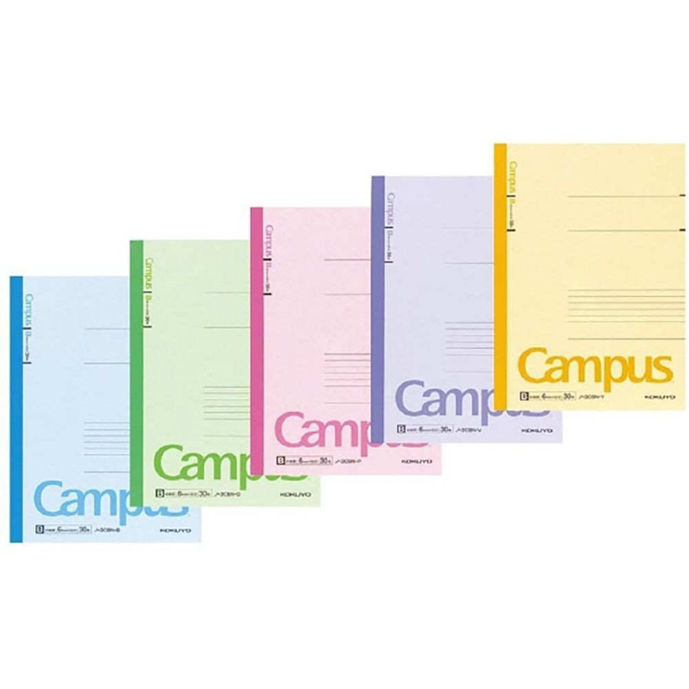 【10冊セット】コクヨ キャンパスノート セミB5 30枚 5冊パック B罫 6号 ノ-3CBNX5 束ノート 5冊セット 5冊組【メーカー直送・代引不可】, B罫, セミB5