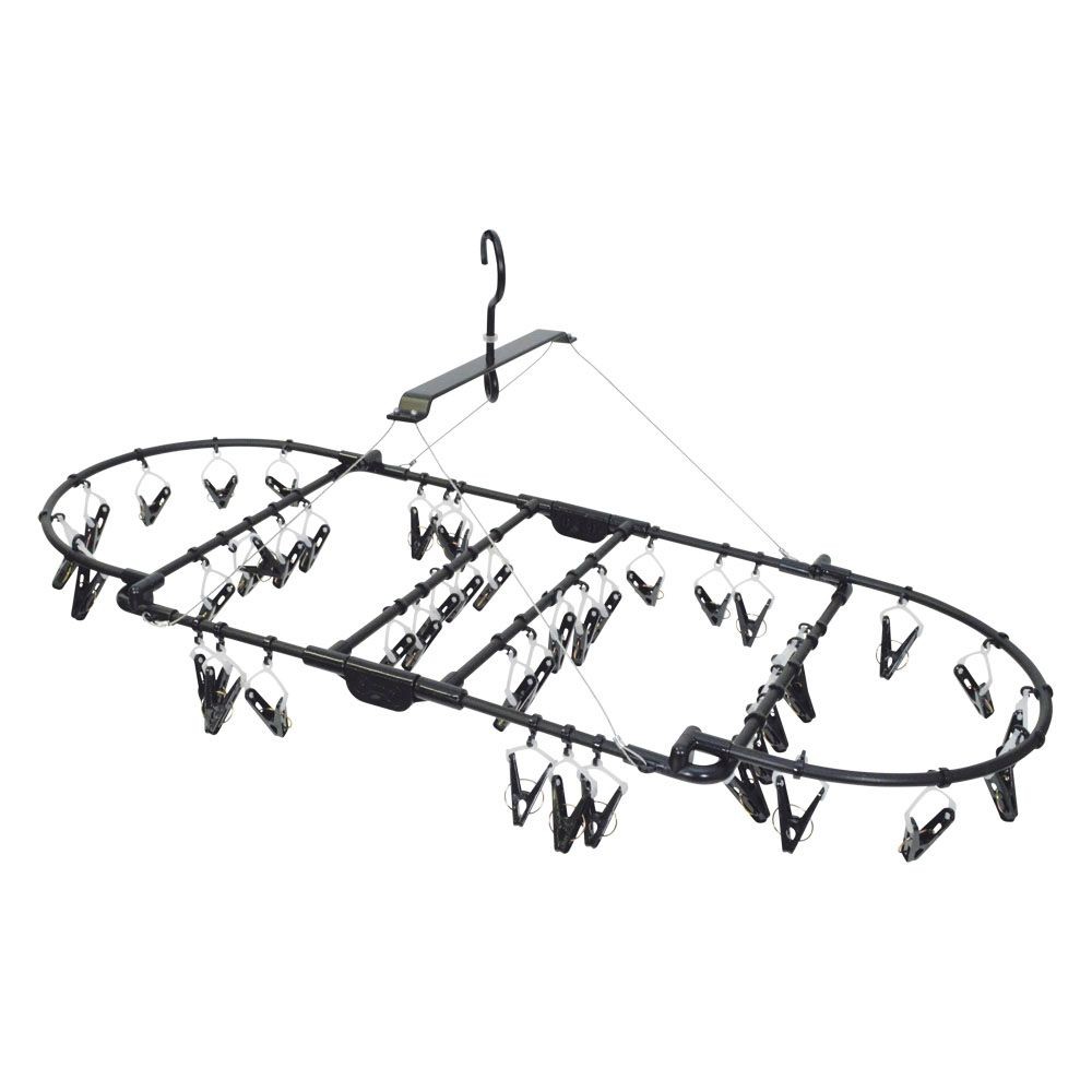 WIZ'A ウィザ 大きく干せて小さくたためるアルミ洗濯ハンガー４４ピンチ, ブラック, 44P