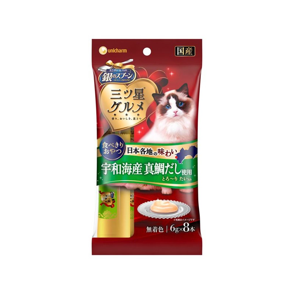 ユニチャーム　三ツ星グルメおやつとろーりたい入り48ｇ, とろリッチ　たい入り, 6g×8本