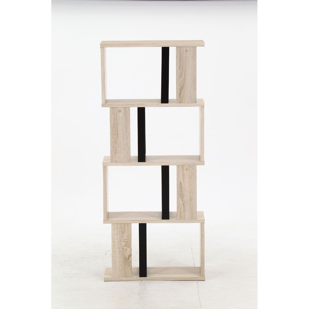 不二貿易 Ｓ字ディスプレイラック　４段　オーク【メーカー直送・代引不可】, オーク, 幅590mm×奥行235mm×高さ1385mm