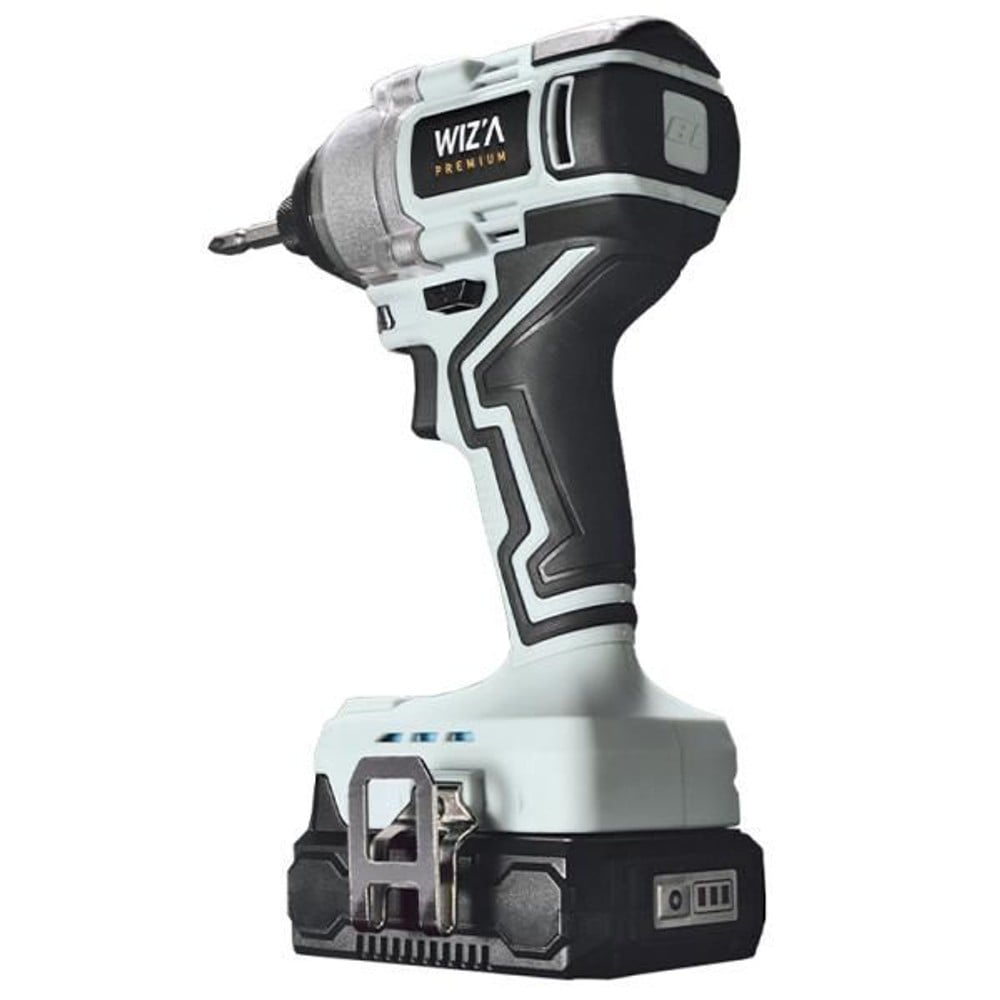 ウイザ WIZ'A  18Ｖ充電式インパクトドライバ  WZ-18IDBLS （バッテリー・充電器付）, ブラック＋ホワイト, バッテリー・充電器セット