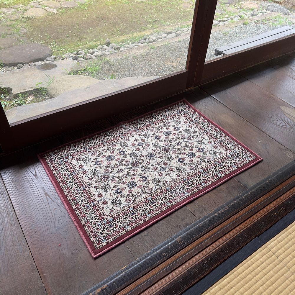 防炎・洗える・すべりにくい・抗菌防臭・床暖房対応 国産モケットマット ANT 50&times;80cm ワイン, ワイン, 50&times;80cm