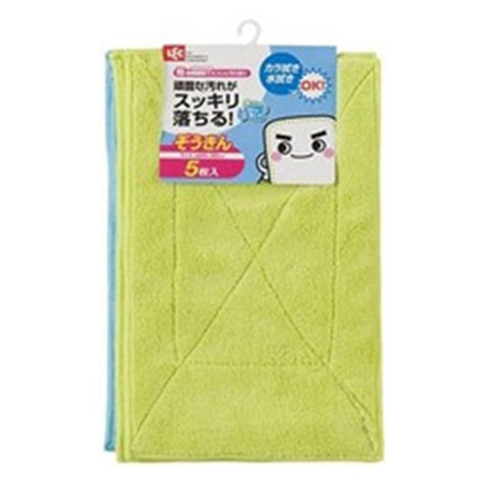 レック　激落ちマイクロファイバーぞうきん5枚入り, グリーン、イエロー, 約200×300mm