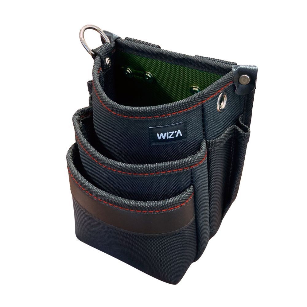 WIZ'A ウィザ　小型腰袋３段　ＷＺＫー０２Ｂ, ブラック, 3段