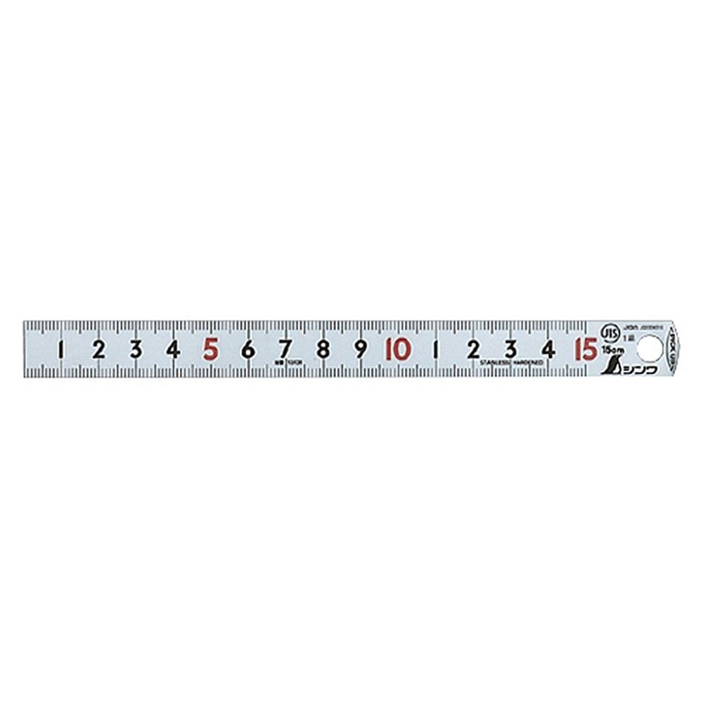 ピックアップスケール シルバー 15cm 表示上下1mmピッチ赤数字入JIS, シルバー, 15cm