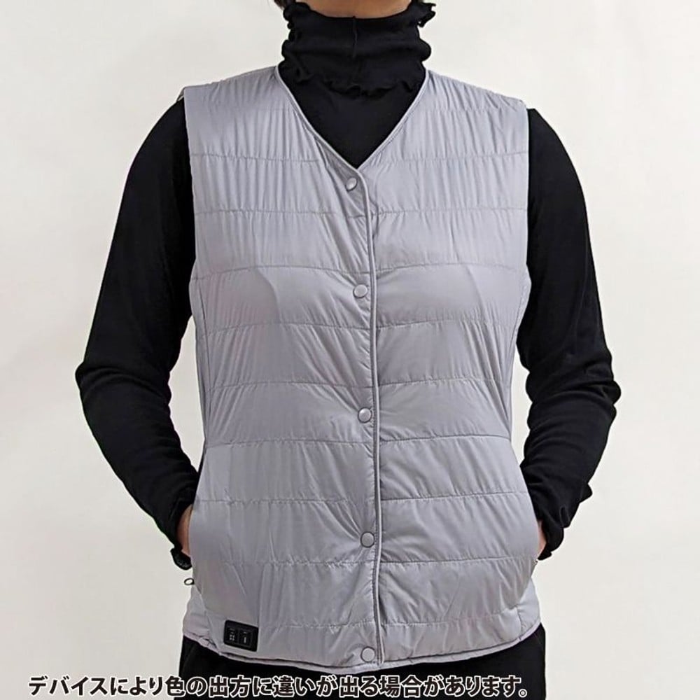 【数量限定】【処分価格】婦人用ダブルヒーター内蔵ベスト　グレー, グレー, 3Lサイズ
