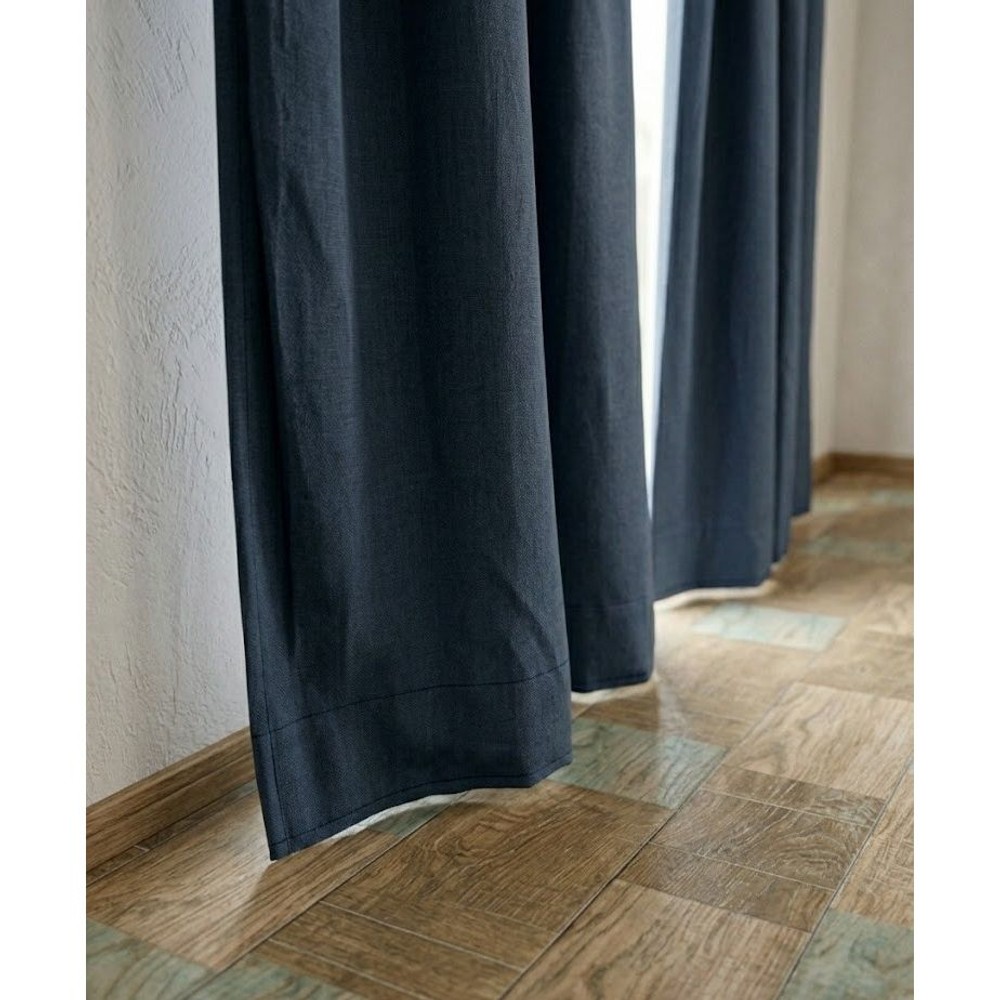 遮光性２重カーテン　ノクターン　ダークブルー, ダークブルー, 100&times;135cm