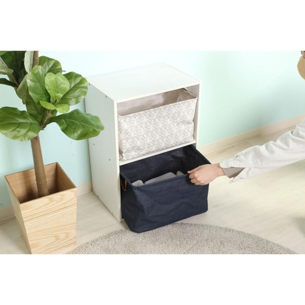 カラーボックス　可動棚2段【メーカー直送・代引不可】, ホワイト, 2段