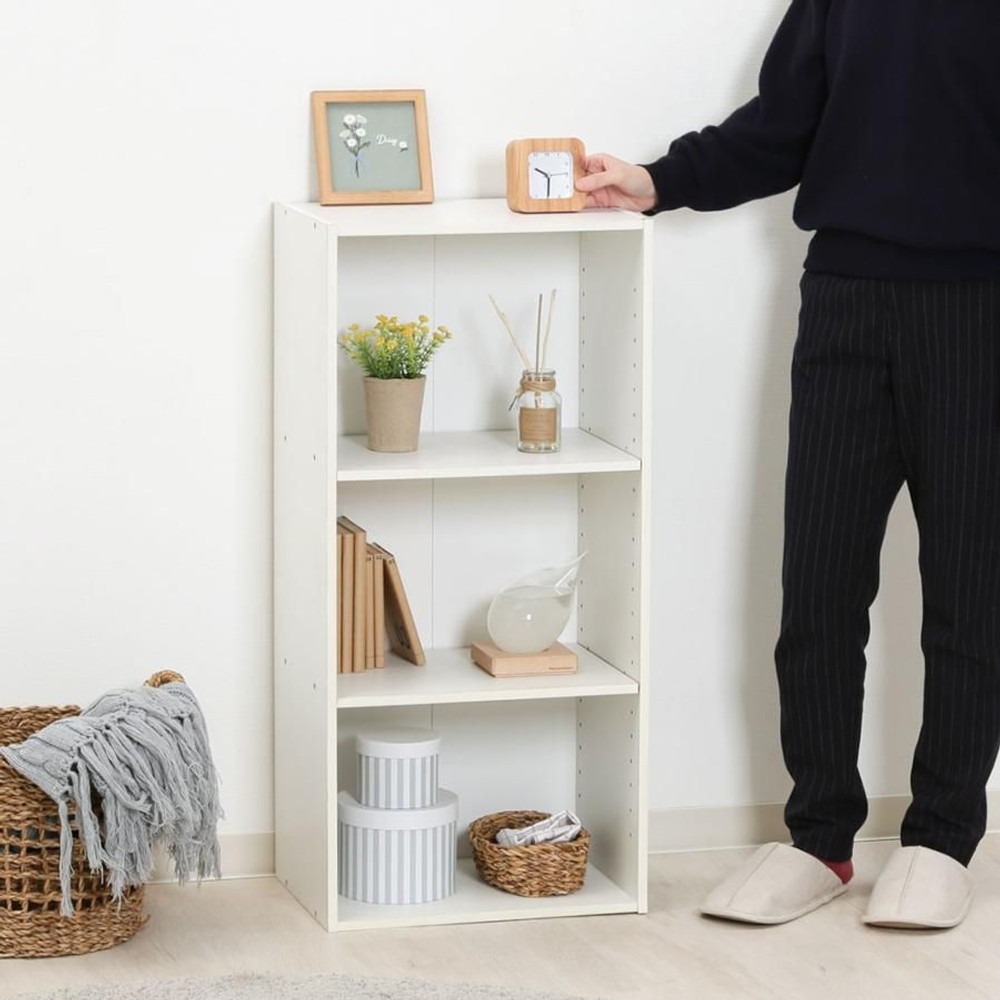 カラーボックス　可動棚3段【メーカー直送・代引不可】, ブラウン, 3段