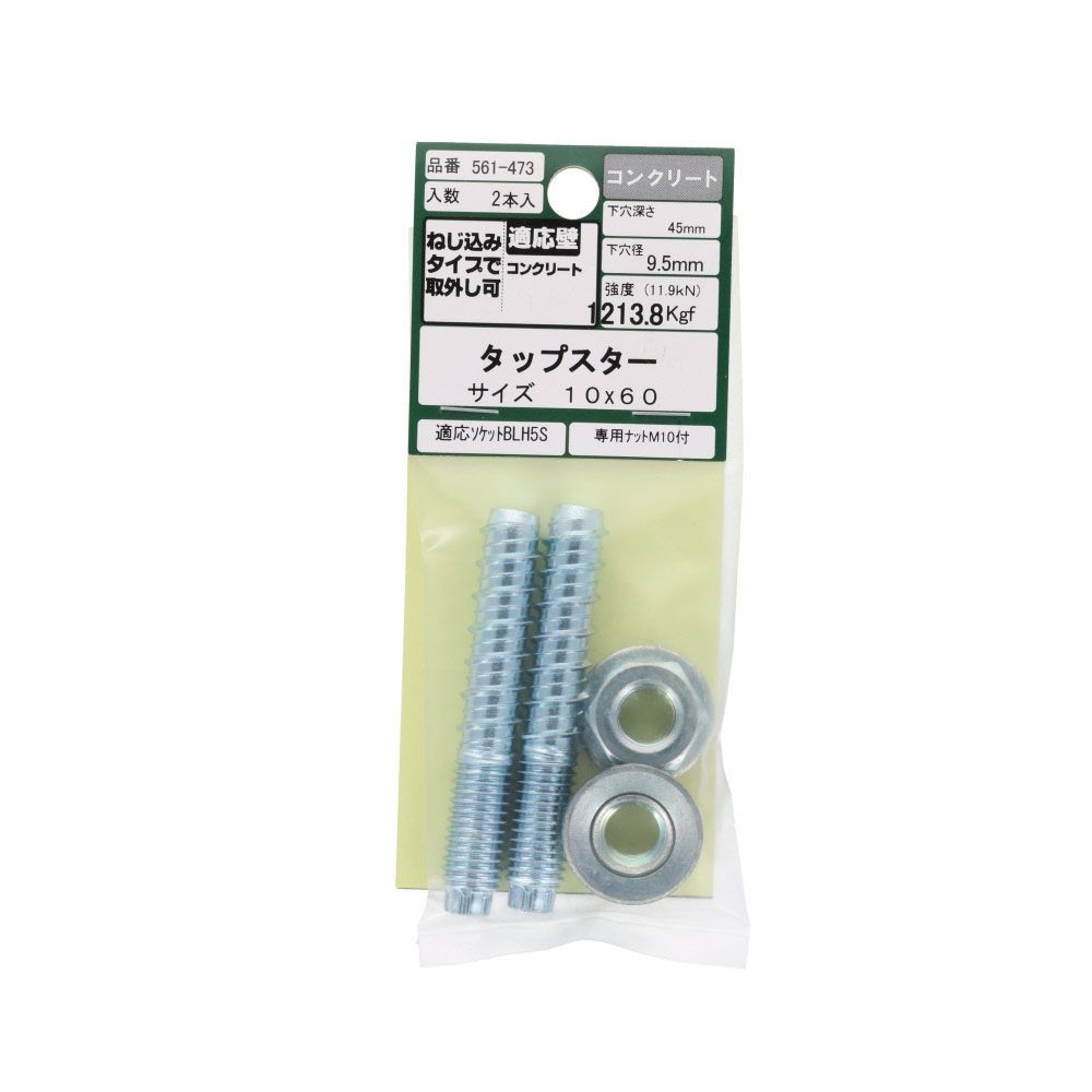 タップスター　コンクリート　１０&times;６０ｍｍ　２本入, シルバー, 10&times;60