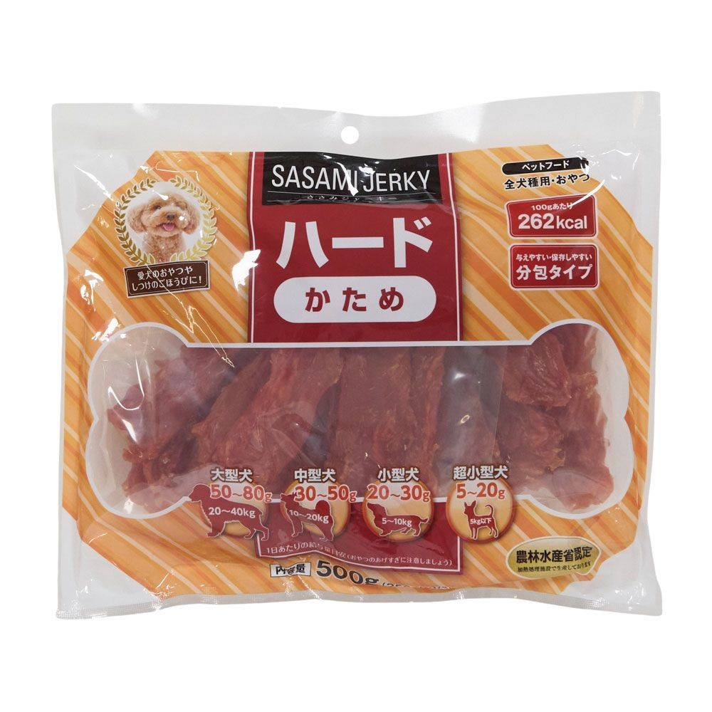 ささみジャーキーハード500ｇ（250ｇＸ2） &times;12個セット, 犬ジャーキー, 500g&times;12セット