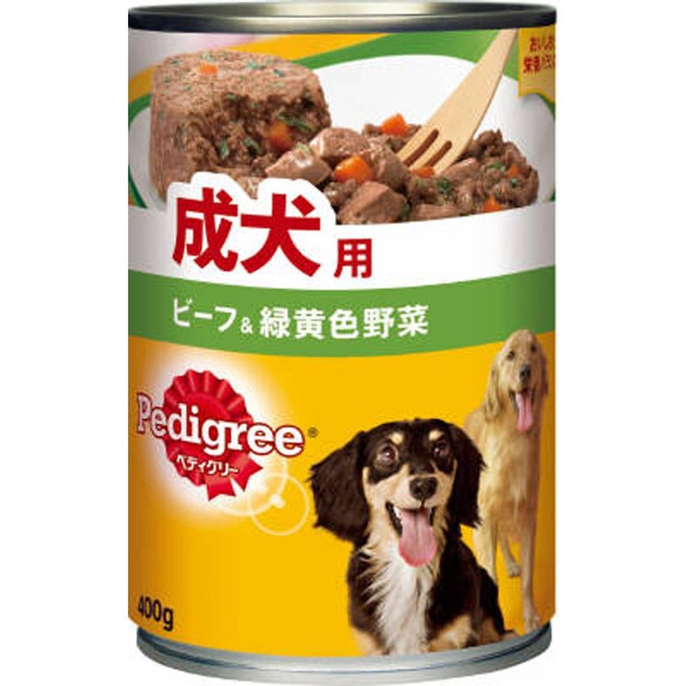 ペディグリー缶成犬用 ビーフ＆緑黄色野菜　400g, ビーフ＆緑黄色野菜, 400g