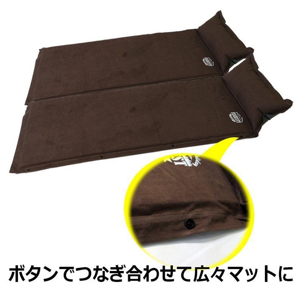 インフレータブルマット　シングル　厚5ｃｍ　マクラ付, ブラウン, シングル