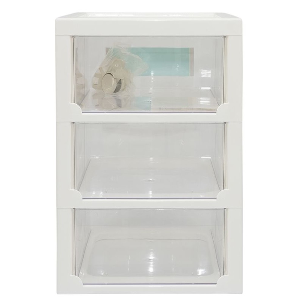 Ｂ4書類ケース　深型3段, ホワイト, 幅334mm