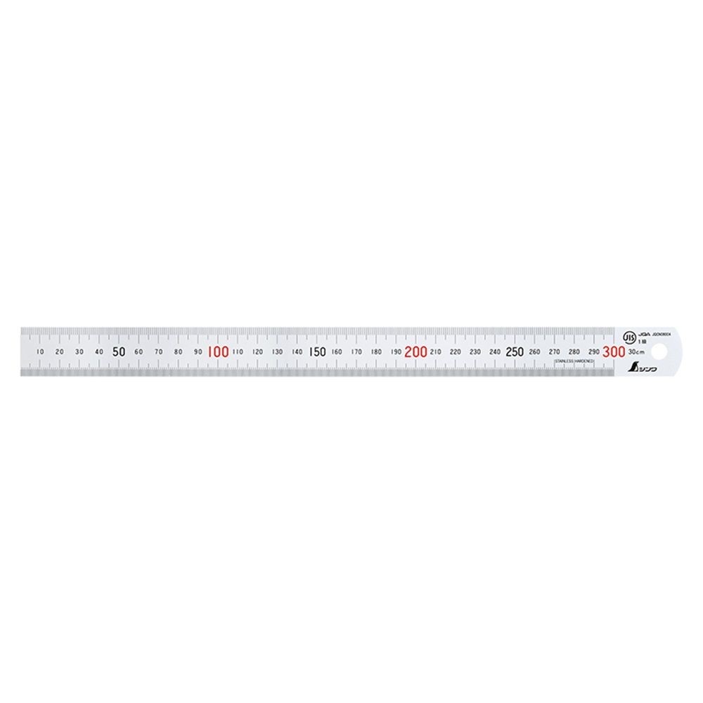 直尺 シルバー 30cm赤数字入 JIS, シルバー, 30cm