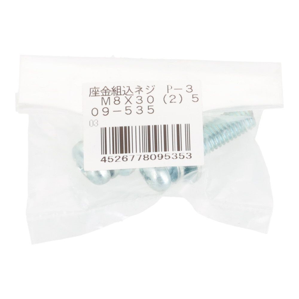 座金組込ネジ　Ｐー３　Ｍ８&times;３０　２本入, ねじ, M8&times;30