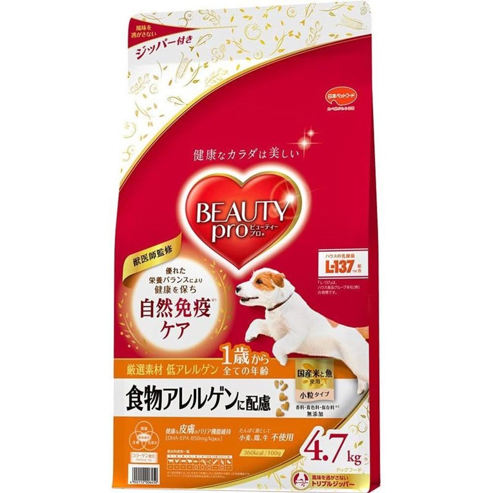 ビューティープロ　食物アレルゲン　１歳から　４．７ｋｇ, 1歳から 国産米と魚, 4.7kg
