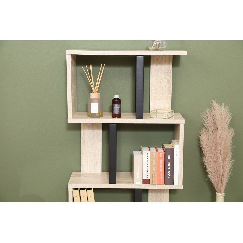 不二貿易 Ｓ字ディスプレイラック　３段　オーク【メーカー直送・代引不可】, オーク, 幅590mm&times;奥行235mm&times;高さ1044mm