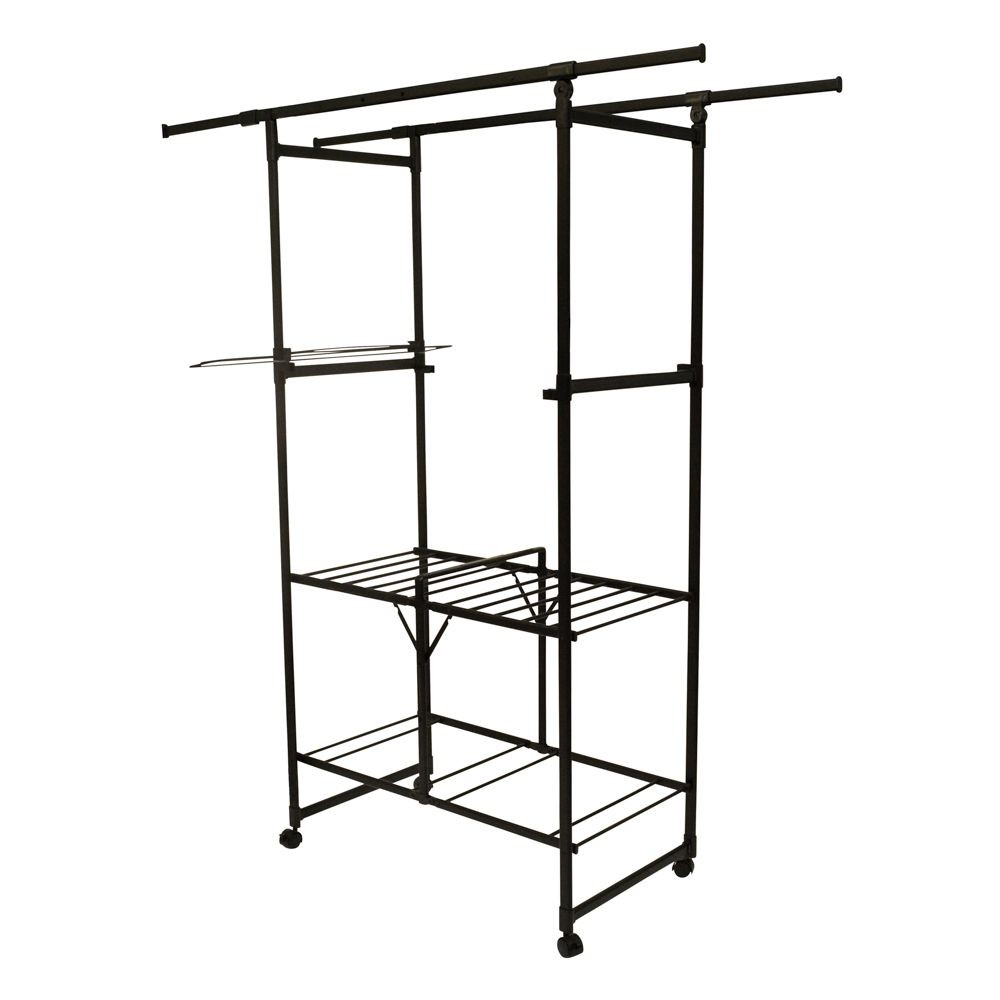 WIZ'A ウィザ デザイン　アルミ軽量室内多機能スクエア物干し, ブラック, 高さ178cm