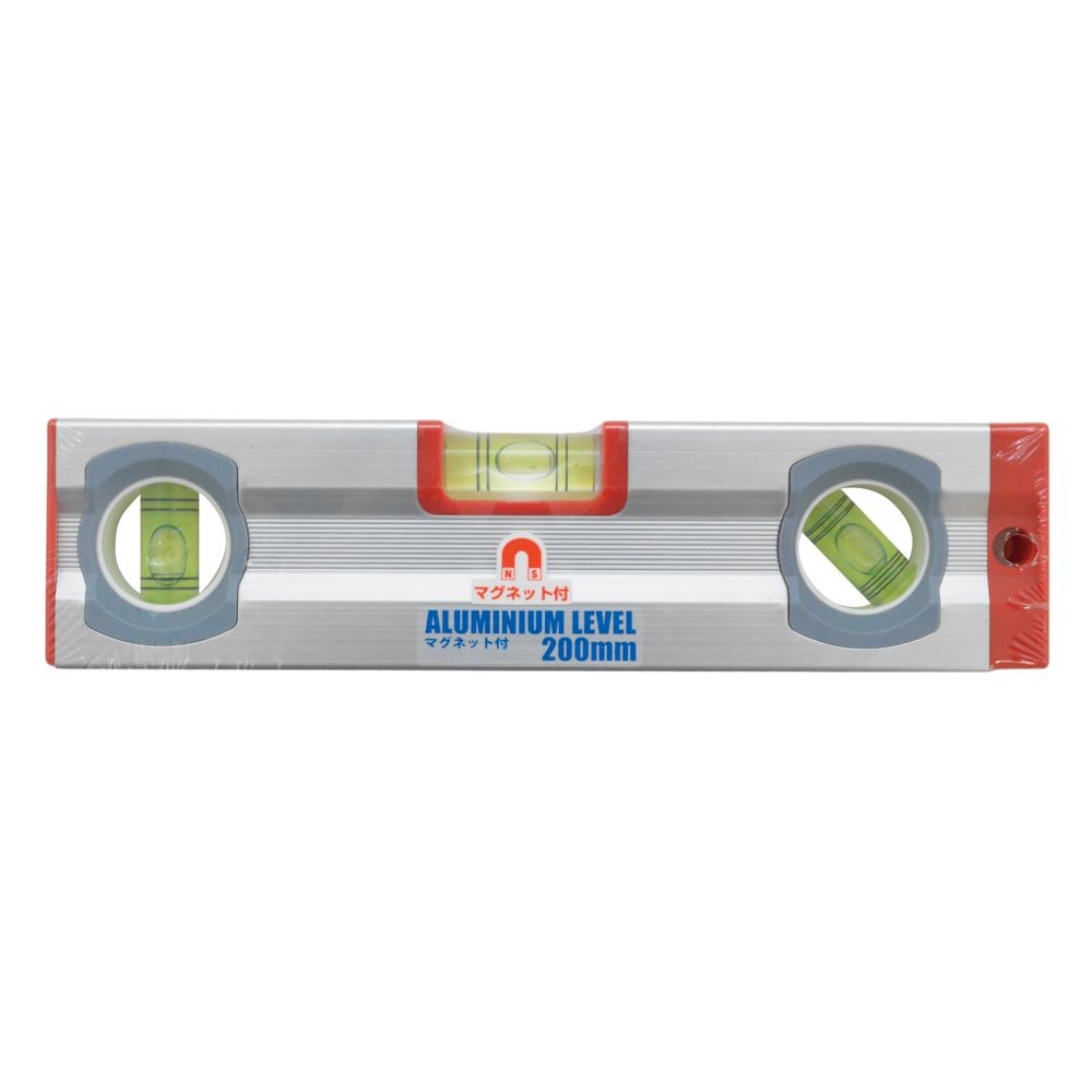 ＡＲＣ　アルミ水平器　２００ｍｍ　マグネット付, アルミ, 200mm