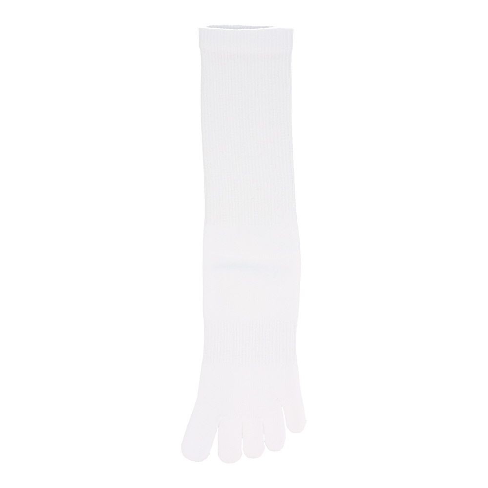 WIZ'A ウィザ 純綿ソックス　５本指　５足組　白　25-27cm　ミドル丈, 白, 25〜27cm