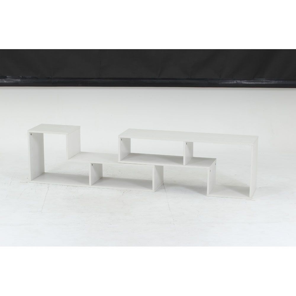 不二貿易 Ｌ字型伸縮ＴＶボード　オークＷＨ【メーカー直送・代引不可】, ホワイト, 幅mm&times;奥行296mm&times;高さ430mm