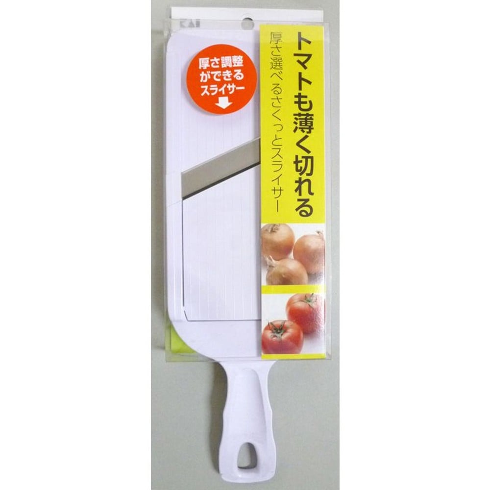 トマトも薄く切れる　厚さ選べるさくっとスライサー, ホワイト, 1個入り