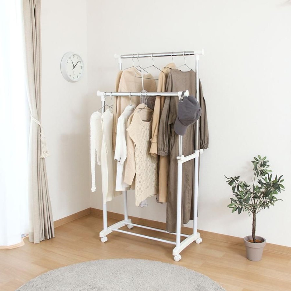 不二貿易  パイプダブルハンガー　4644‐A0 【メーカー直送・代引不可】, ホワイト, 14202