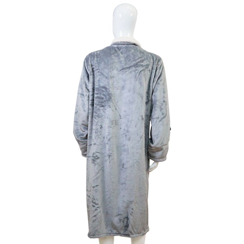 WIZ'A　ウィザ　衿付き着る毛布　ロング丈　グレー, グレー, フリーサイズ