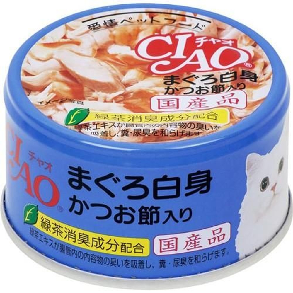 CIAO ホワイティ まぐろ白身 かつお節入り 85g, かつお節入り, 85g